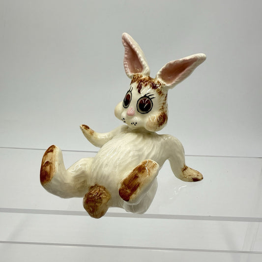 Rare VTG Arnels Mold # 84 Ceramic White & Pink Easter Rabbit Figurine Painted