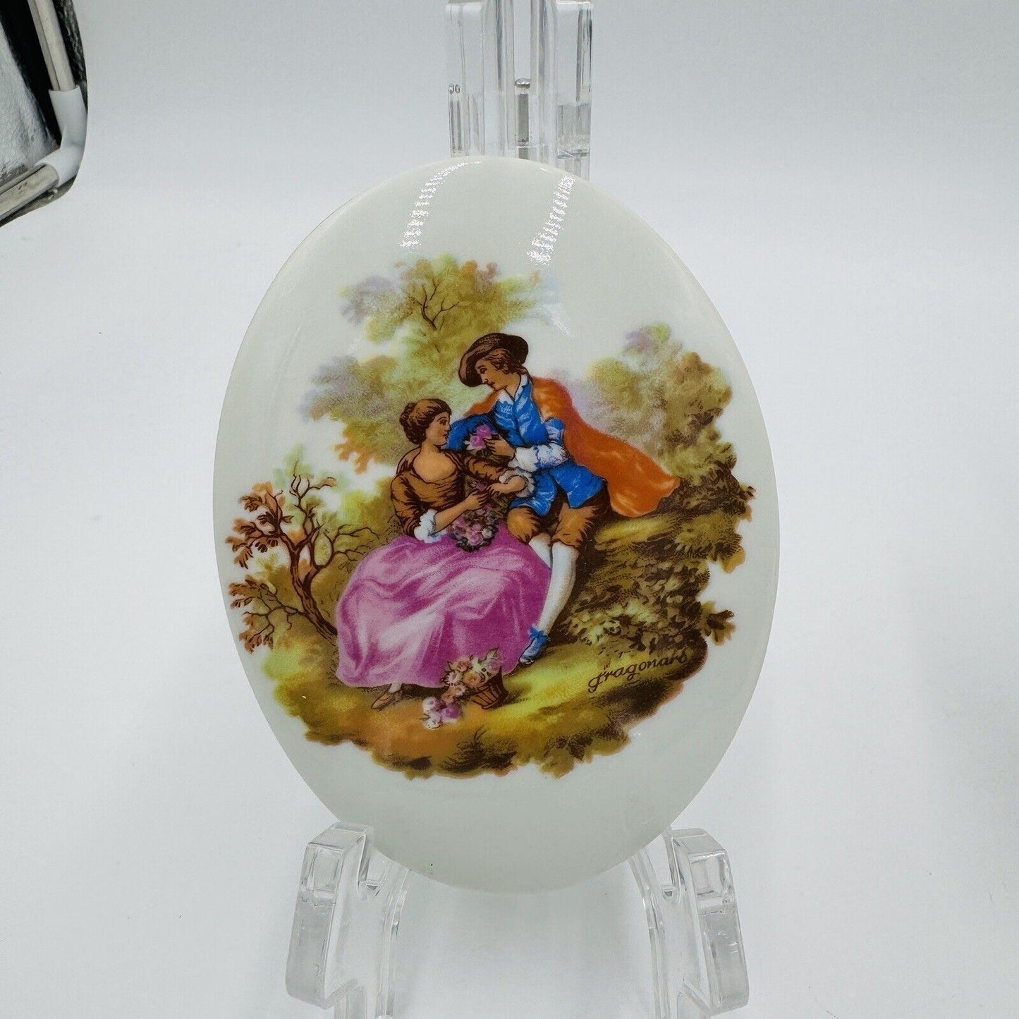 Limoges Porcelain Cameo Plaque Oval France Fragonard Victorian Pair 912 Painting