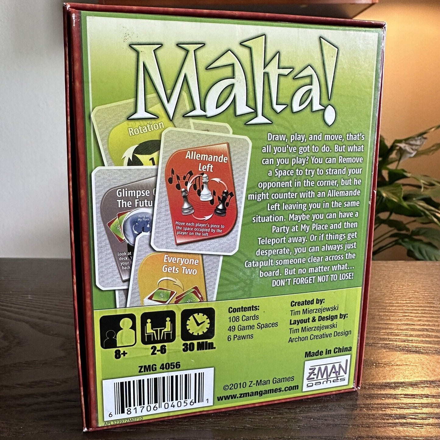 Z-Man Malta! Card Game Strategy Fun Reactions Fast 2-6 Players