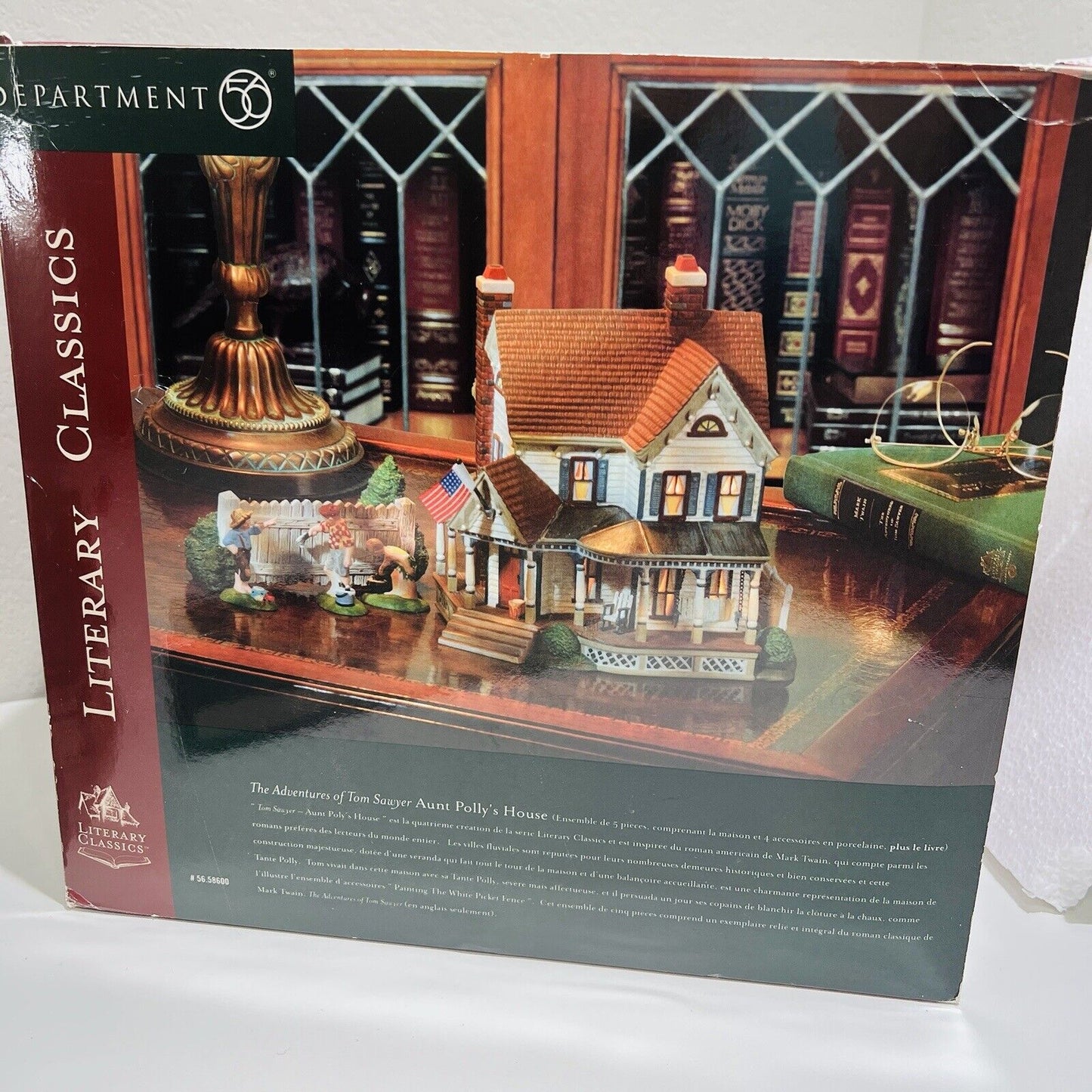 Department 56 House Boxed Aunt Polly's Adventures of Tom Sawyer Figurines Book