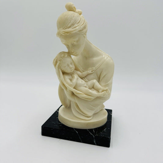 Vintage ASantini Alabaster Sculpture Mother & Child Classic Figurine 7.5” Italy