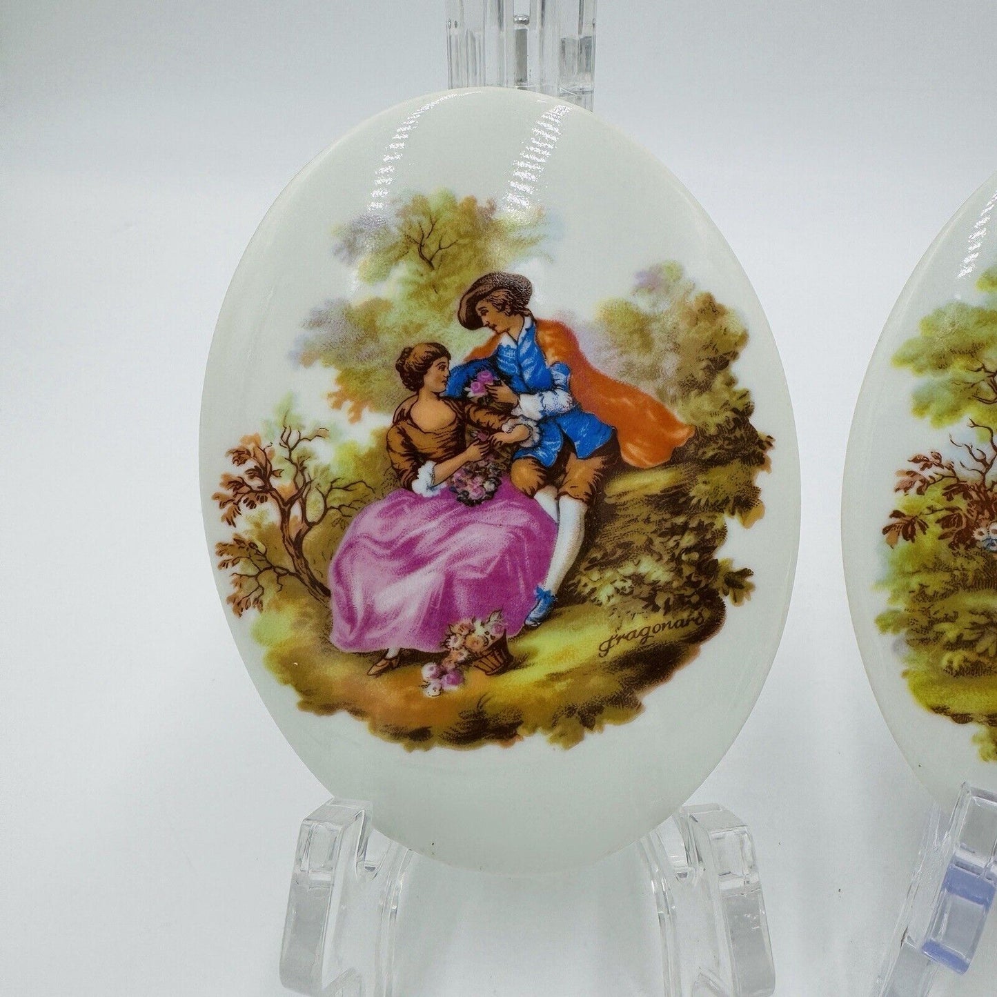 Limoges Porcelain Cameo Plaque Oval France Fragonard Victorian Pair 912 Painting