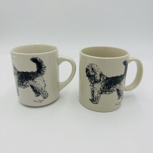 Vintage Cindy Farmer Otterhound Dog Coffee Mug Set 2 Serveware Ceramics