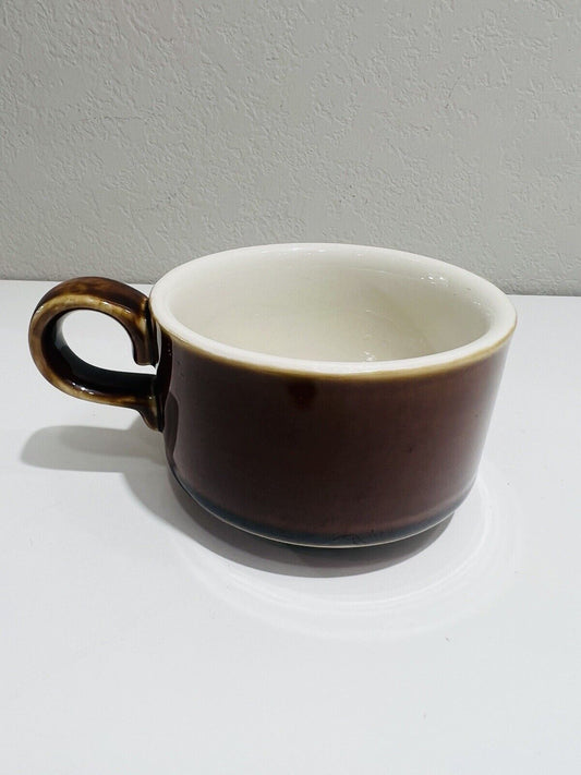 Hall Mug Pottery Soup Bowl Brown Handle Drinkware Vintage