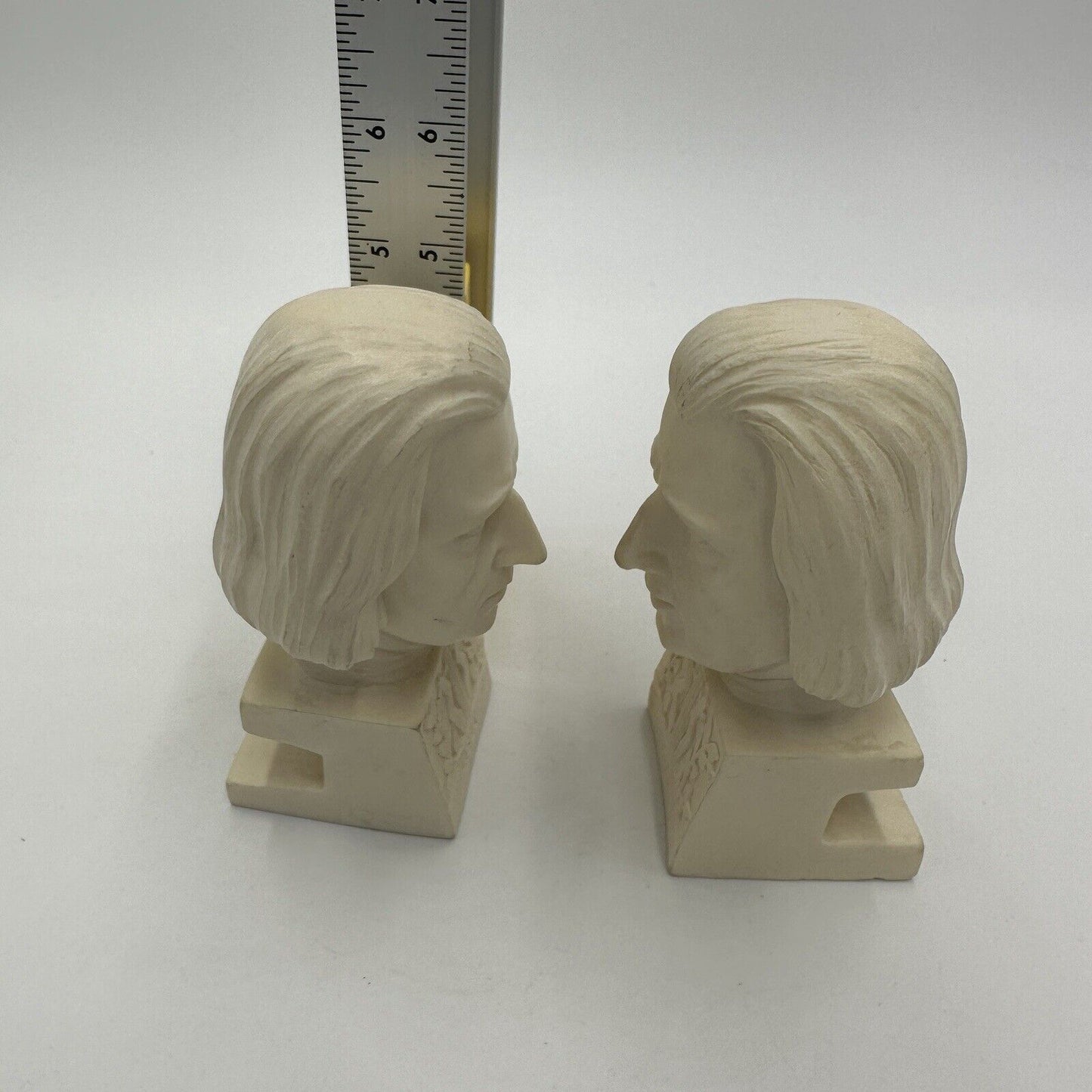 A. Santini Bust Liszt Figurine Composers Italy Bookends Vintage Carved Alabaster