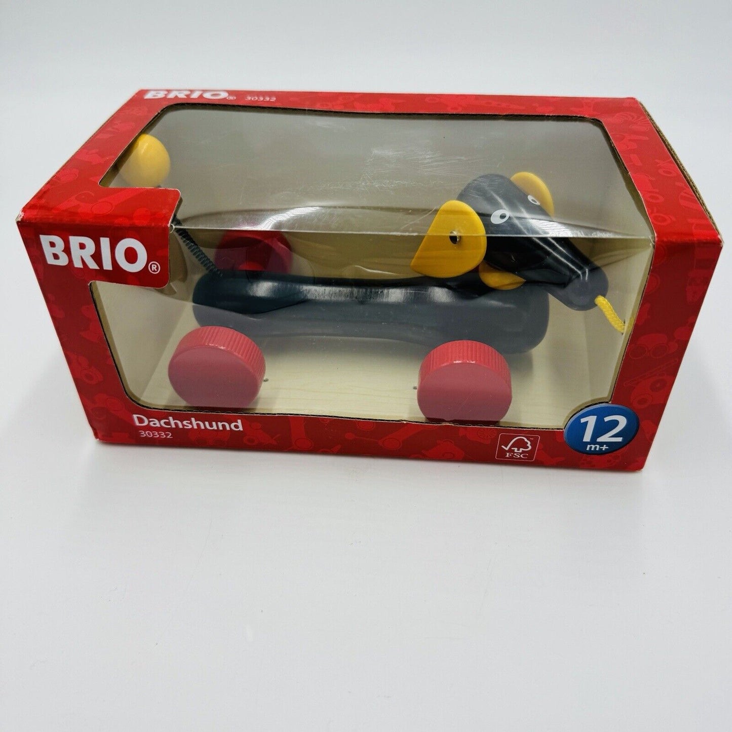 BRIO Sweden 30332 Pull Along DACHSHUND Wiener Dog 7" Wooden Toddler Pull Toy NEW