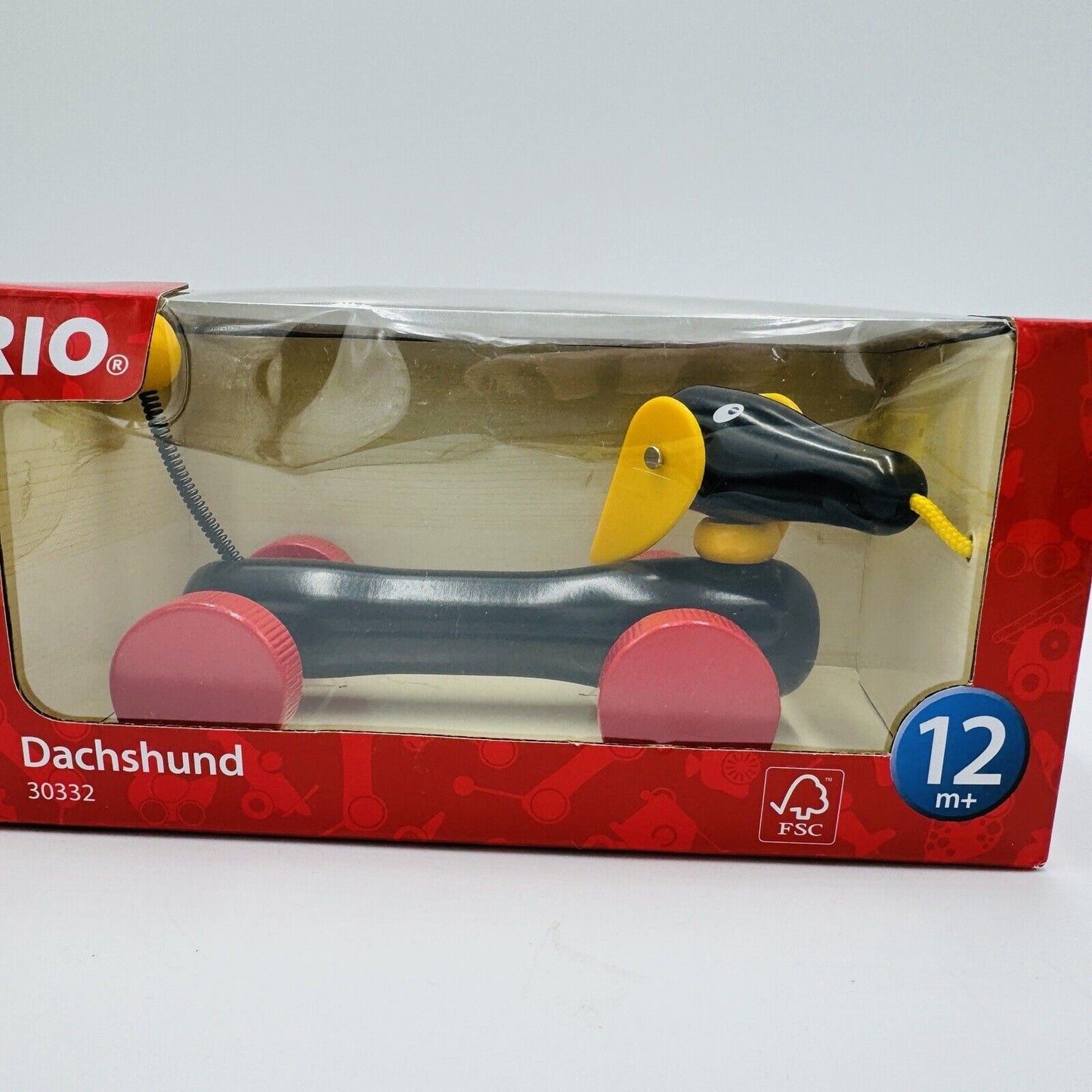 BRIO Sweden 30332 Pull Along DACHSHUND Wiener Dog 7" Wooden Toddler Pull Toy NEW