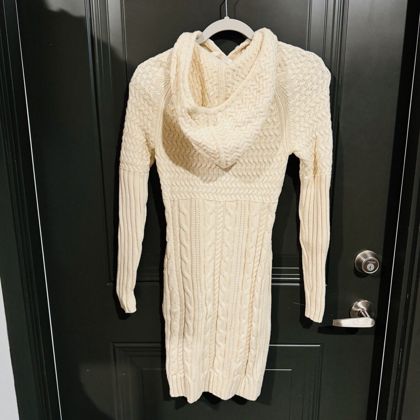 Athleta Coldspell Sweater Dress Merino Wool beige SIZE XXS Hooded Women