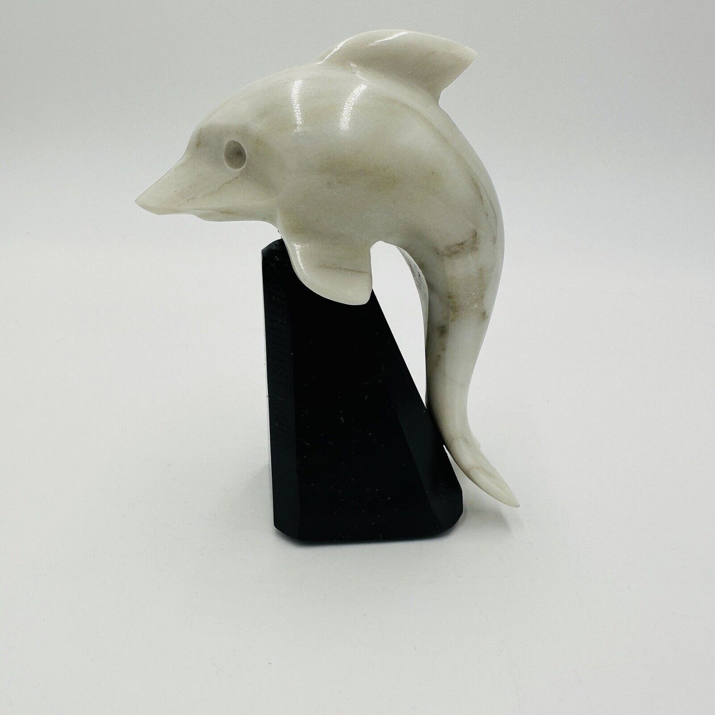 Genuine Alabaster Hand Carved Dolphin Figurine Made In Italy