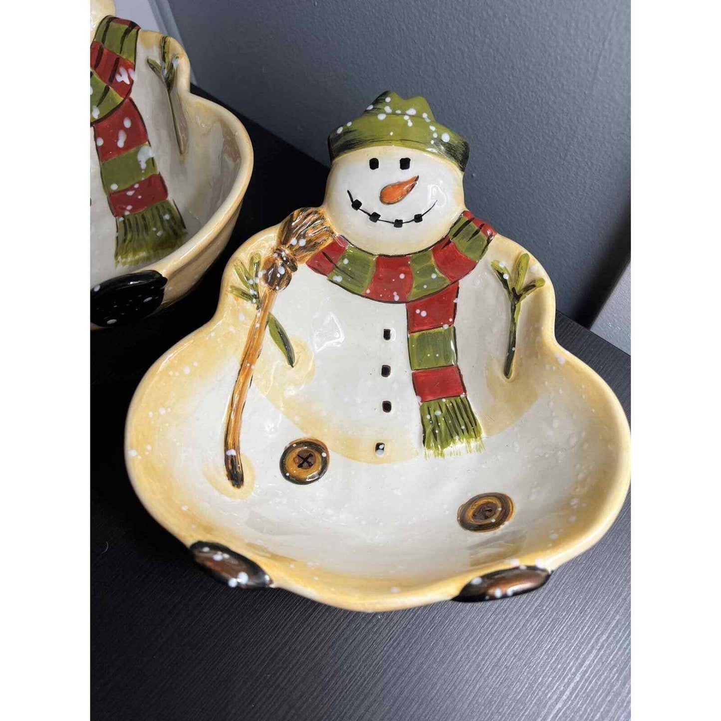 Dario Farruci Nesting Bowls Snowman Sizes Serveware Christmas Dining Lot of 3