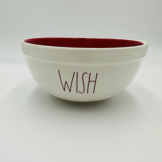 Rae Dunn By Magenta WISH Medium Mixing Bowl With Red LL And Red Interior