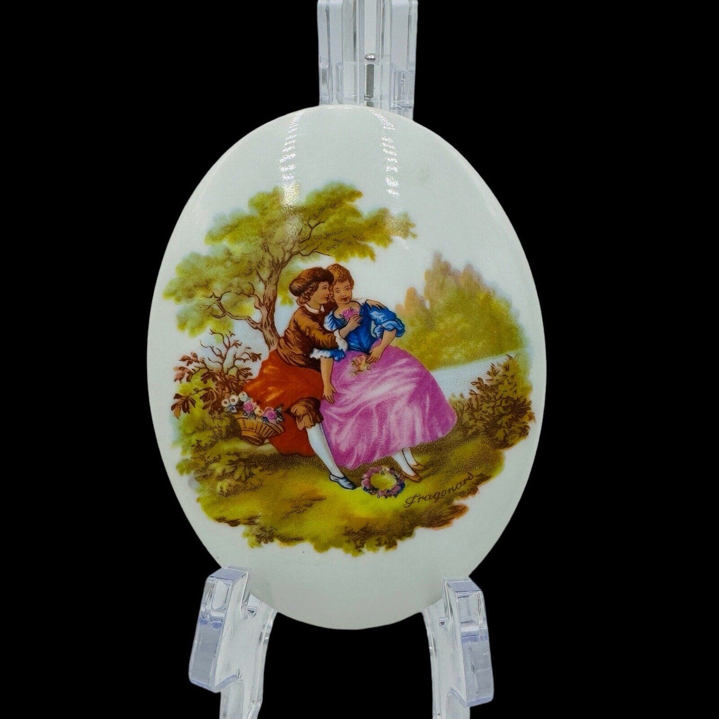 Limoges Porcelain Cameo Plaque Oval France Fragonard Victorian Pair 912 Painting