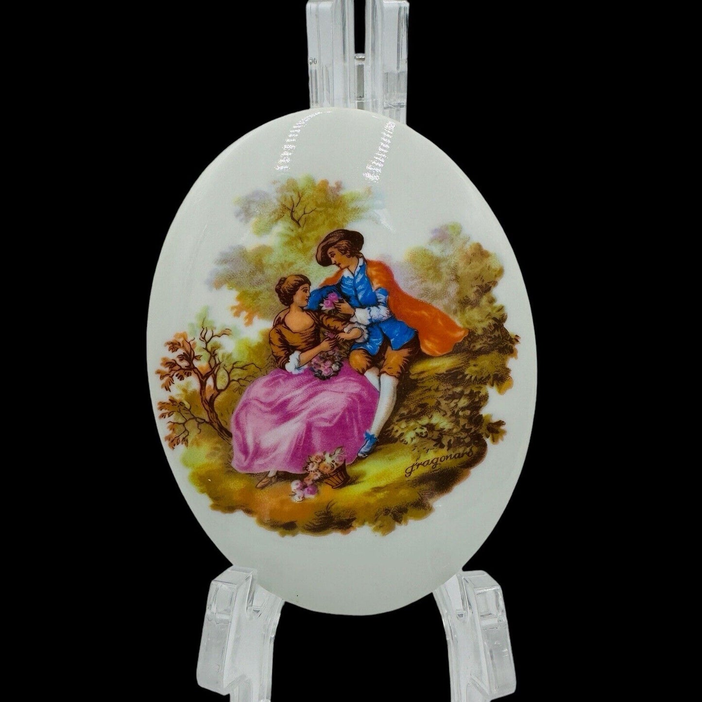 Limoges Porcelain Cameo Plaque Oval France Fragonard Victorian Pair 912 Painting