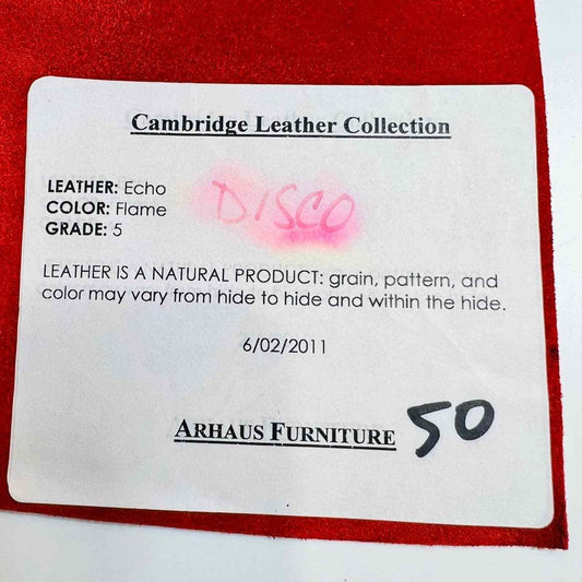 Cambridge Leather Collection Sample 23" x 24" Fabric Red